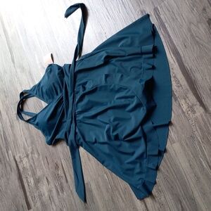 BLOOMCHIC Plain Ties Wrap Frutters Swim  Dress